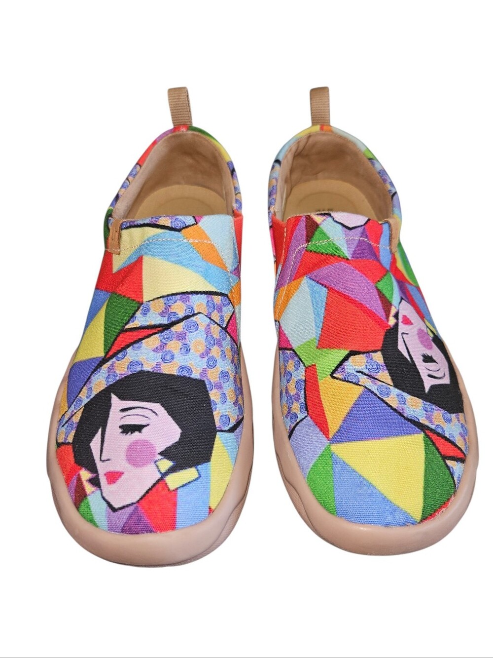 UIN Women's "Rainbow Girl" Art Painted Canvas Loafers Size 8.5